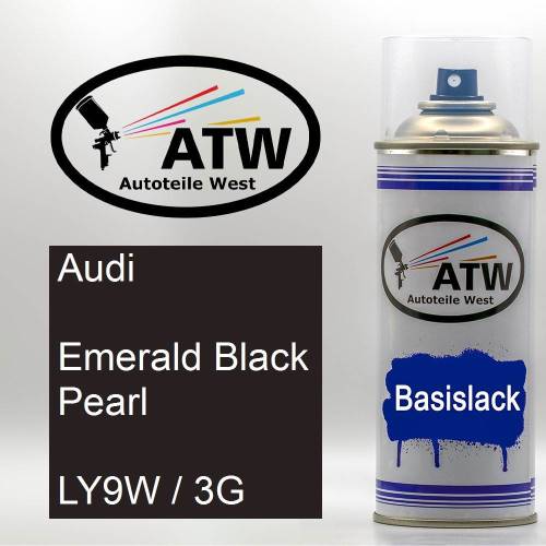 Audi, Emerald Black Pearl, LY9W / 3G: 400ml Sprühdose, von ATW Autoteile West.